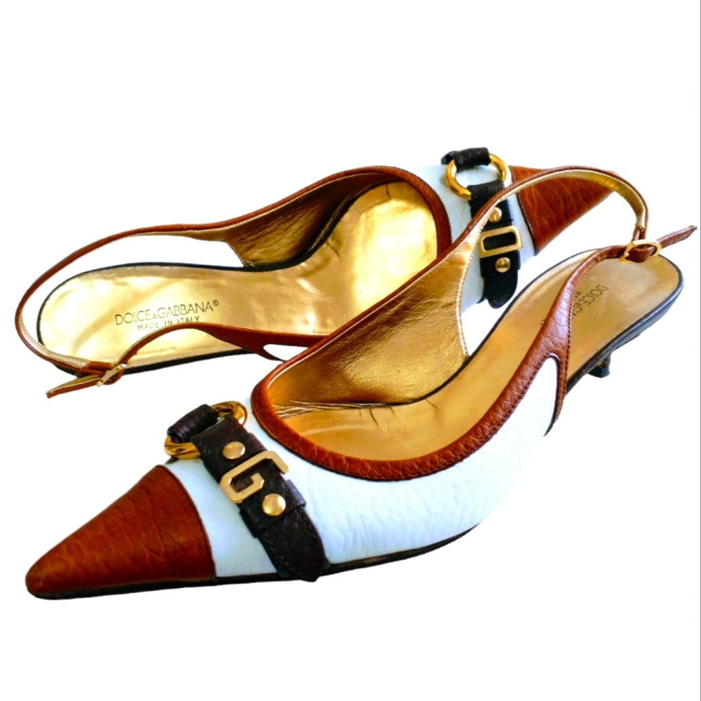 💯Authentic DOLCE & GABBANA(Made in Italy) Slingback Women's Heel. Size 38.5